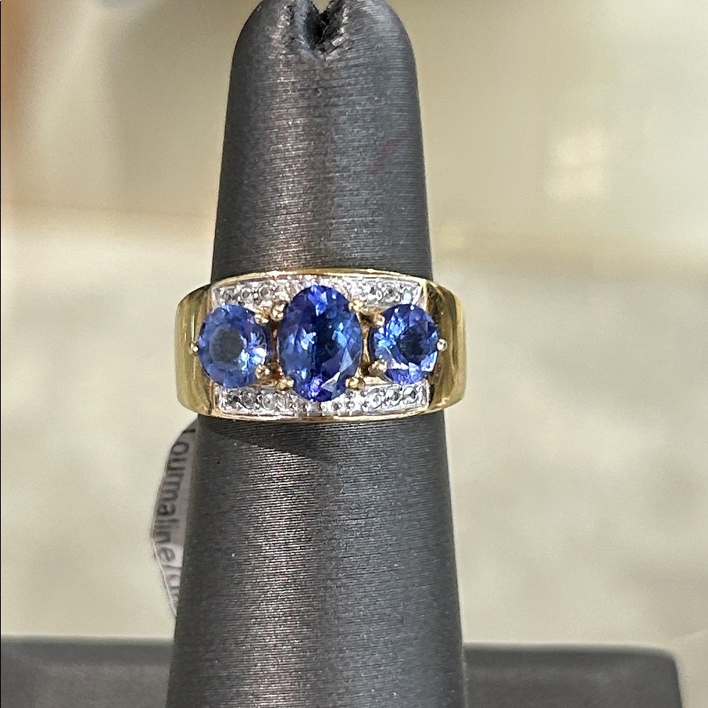 445642 silver tourmaline & diamond gold plated